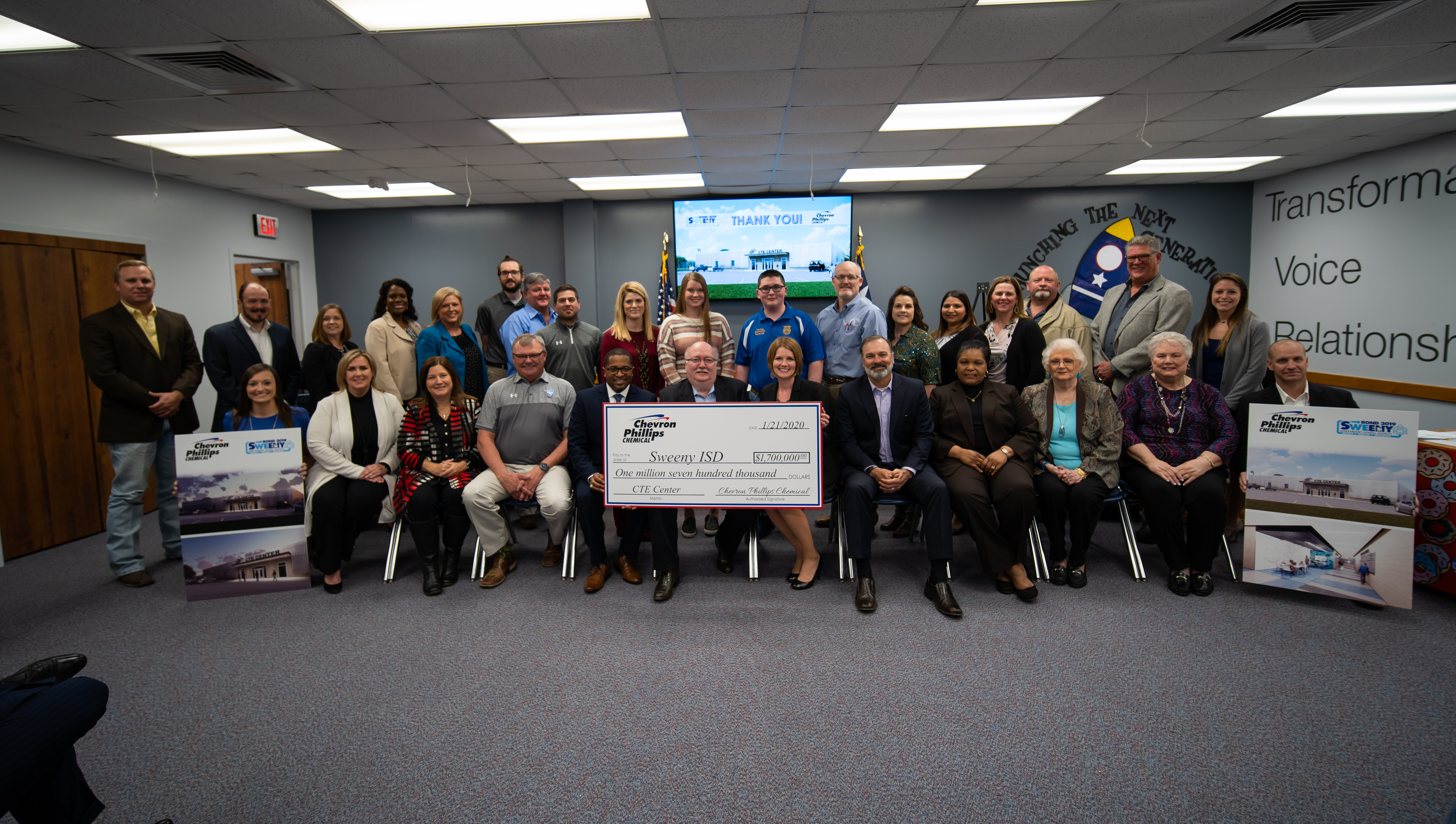 Chevron Phillips Chemical contributes $1.7 million for Sweeny ISD career and technology education center.