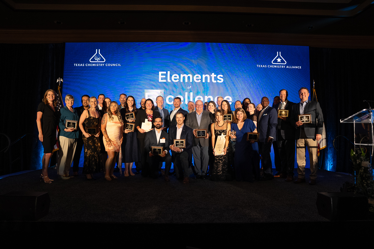 Group of employees with awards