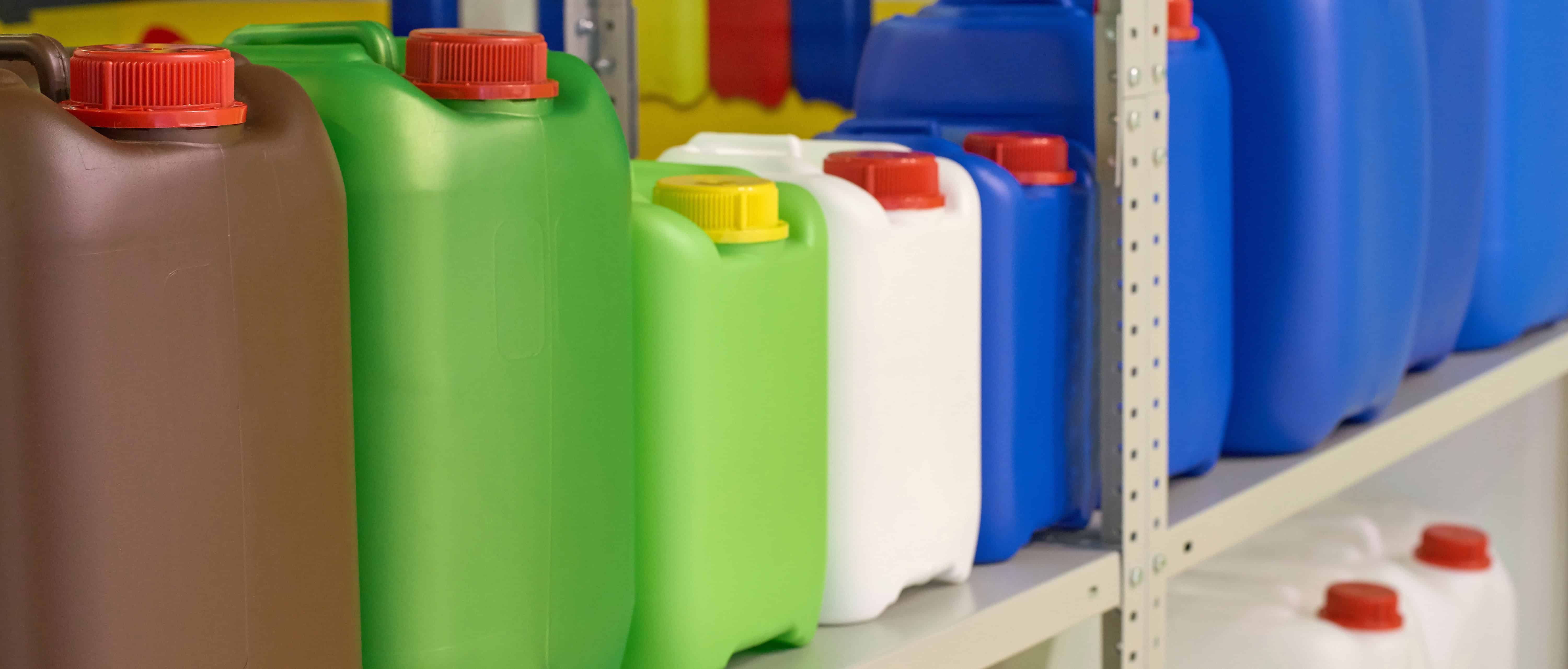 Oil bottles in garage