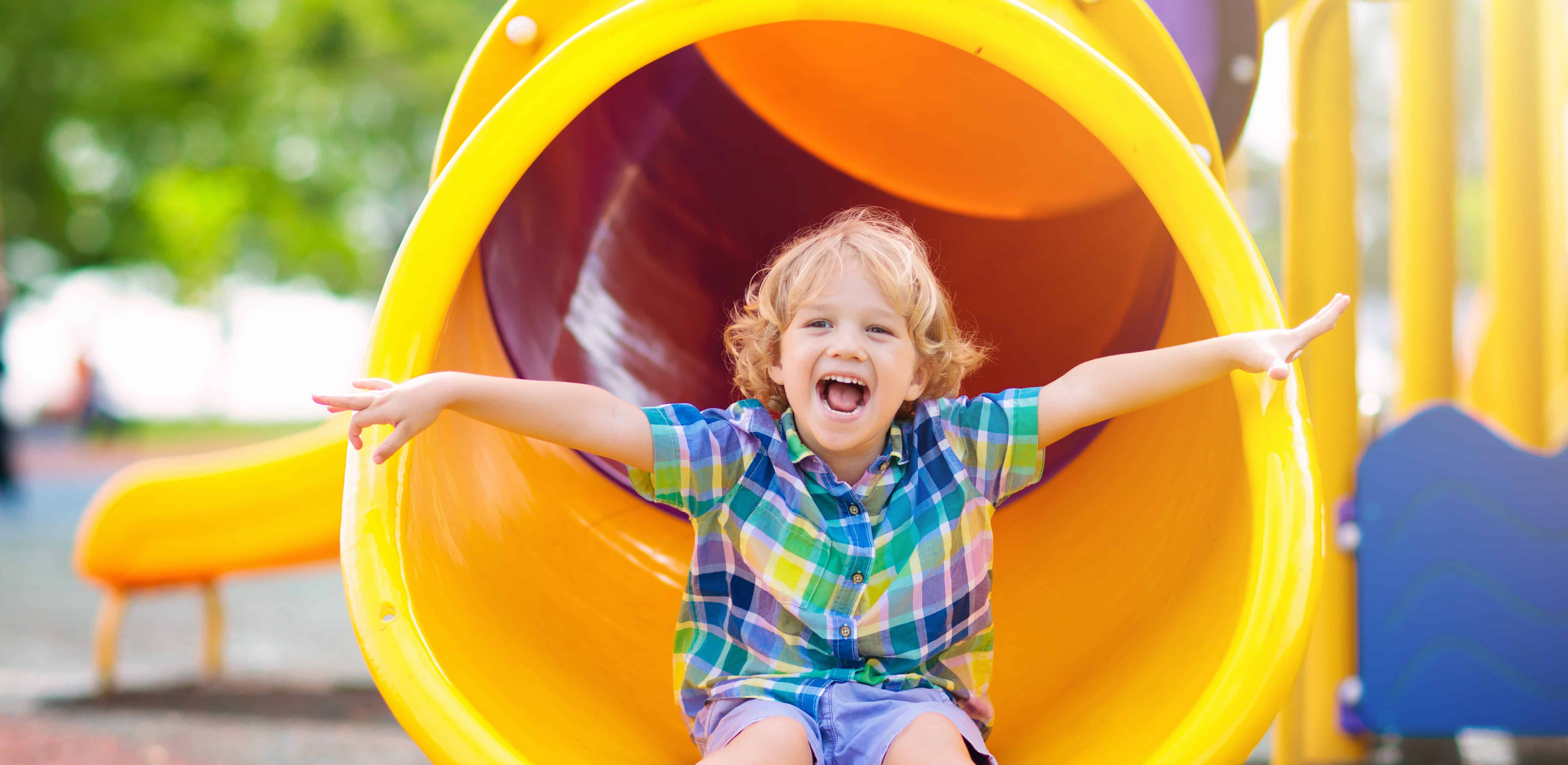 Recreational equipment kid on slide